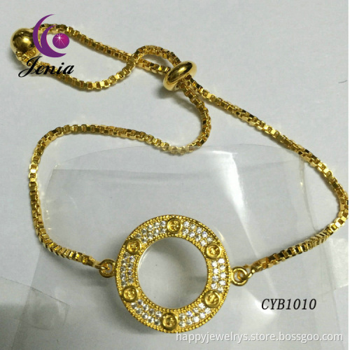 Jenia Fashion 2016 Handmade Custom Women Gemstone Gold Plated Tennis Bracelet